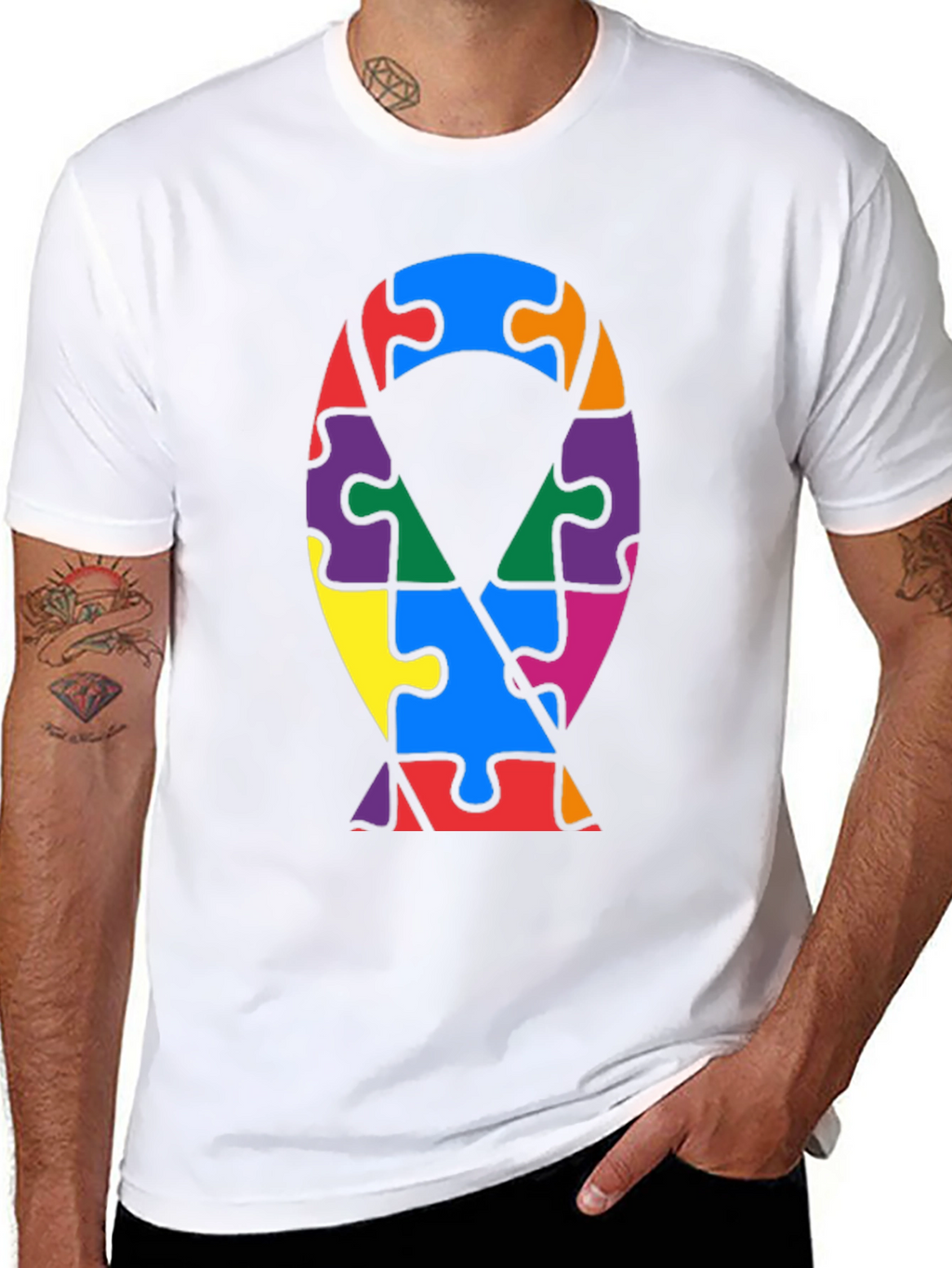 Autism Awareness Puzzle Ribbon T-Shirt