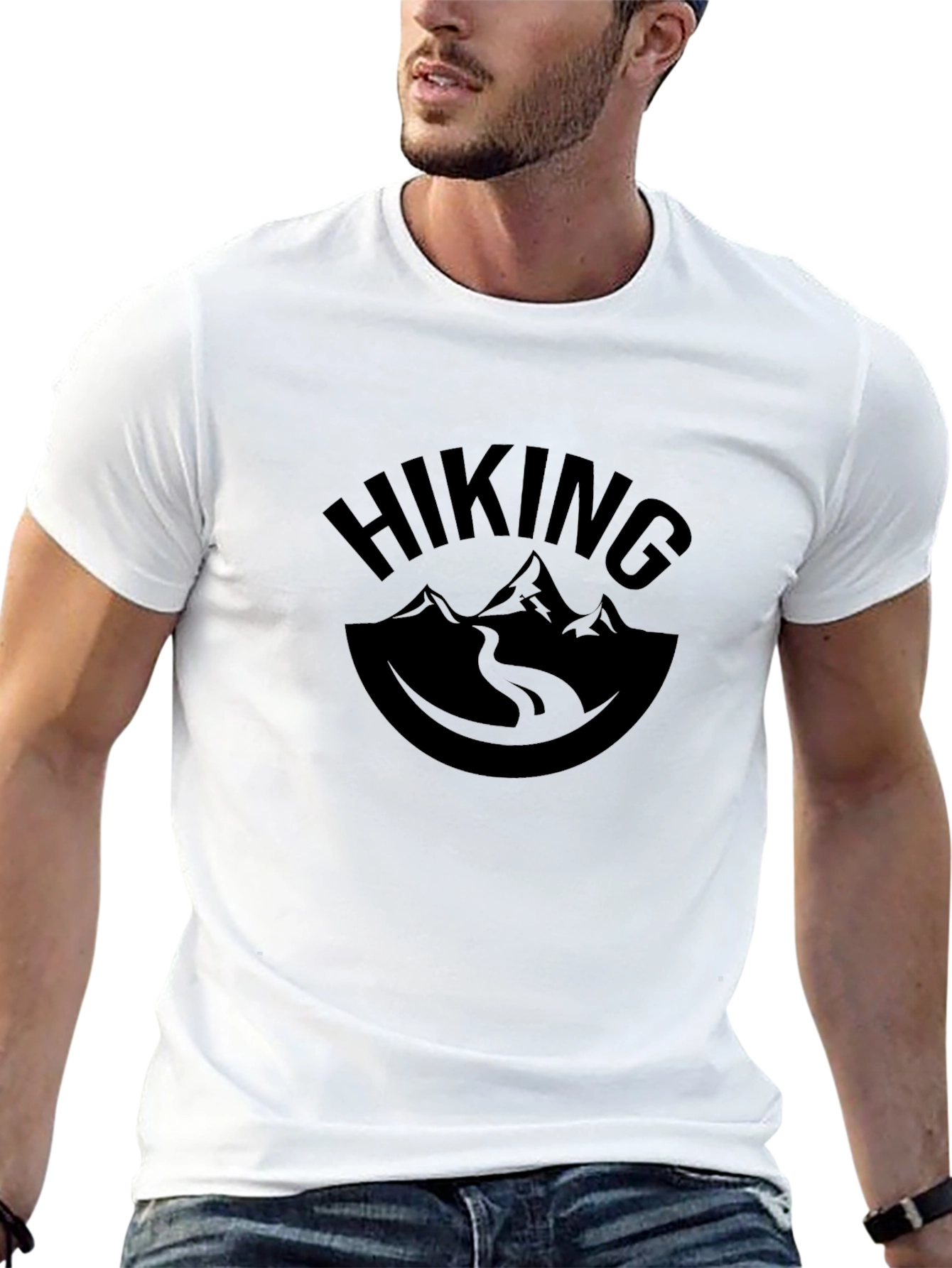 Hiking Graphic Tee - Black Mountain Design T-Shirt