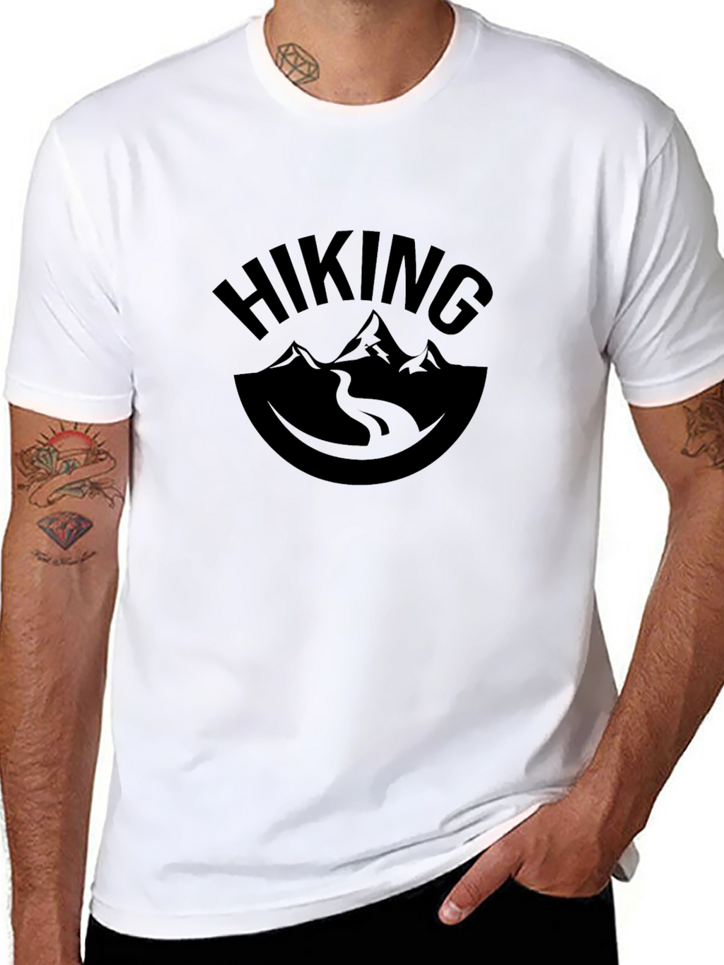Hiking Graphic Tee - Black Mountain Design T-Shirt