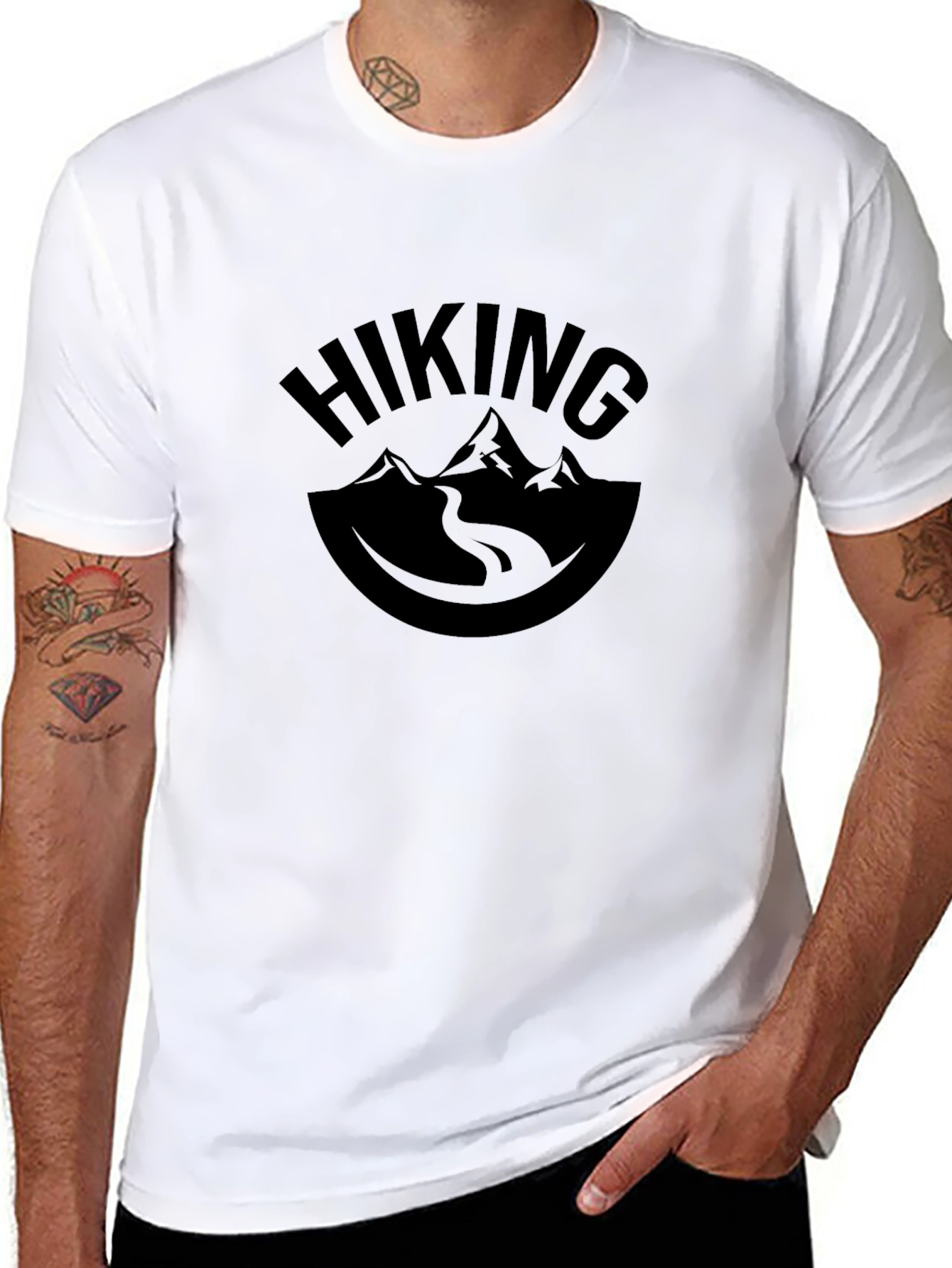 Hiking Graphic Tee - Black Mountain Design T-Shirt