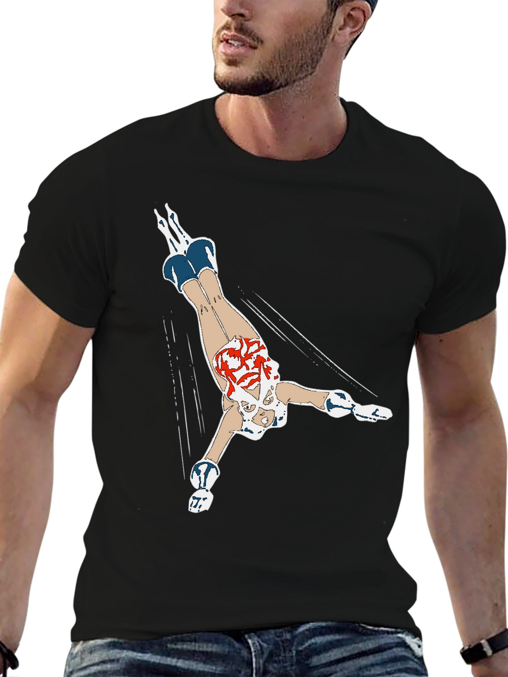 Diving Girl Graphic Black T-Shirt