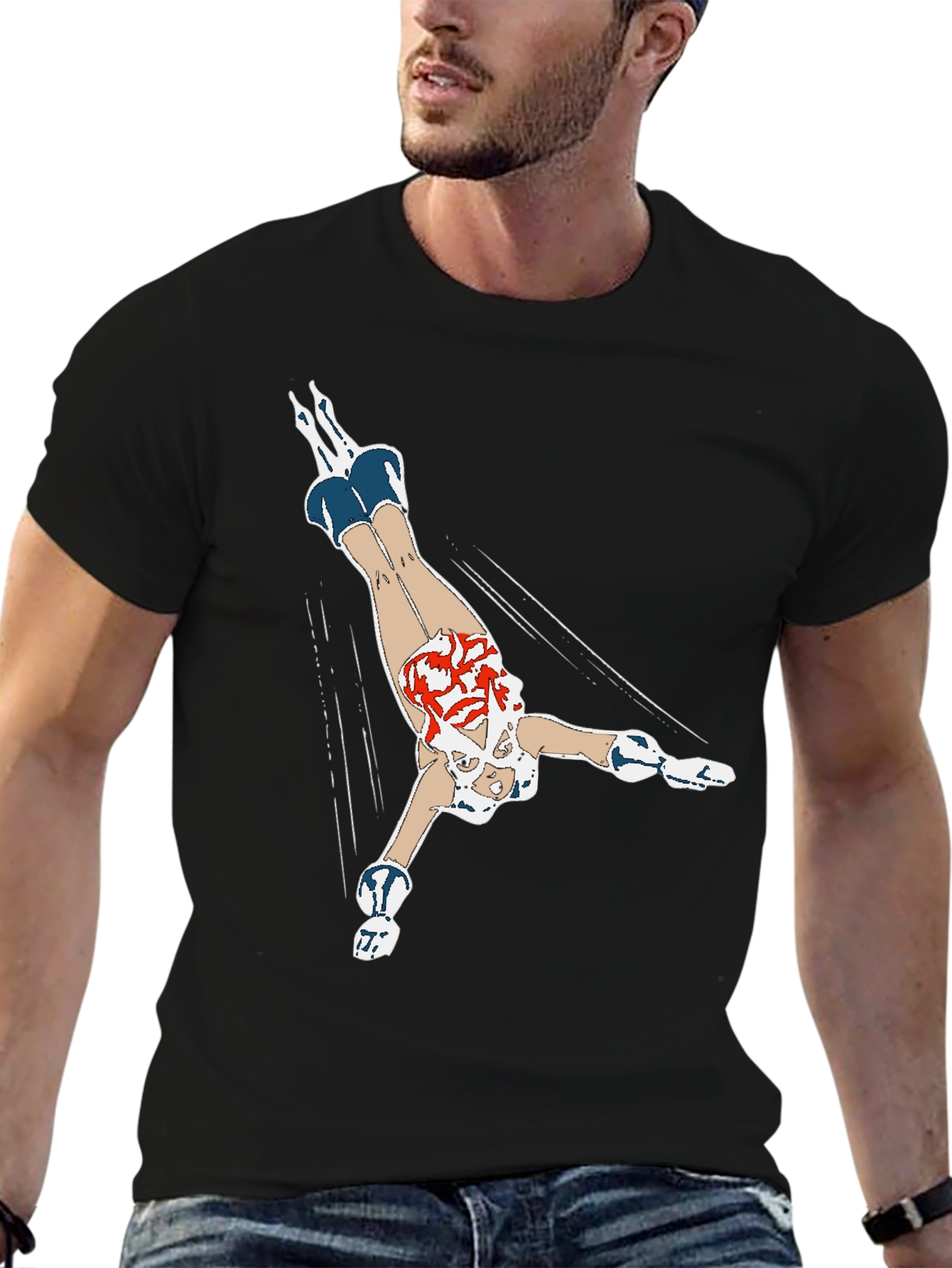 Diving Girl Graphic Black T-Shirt