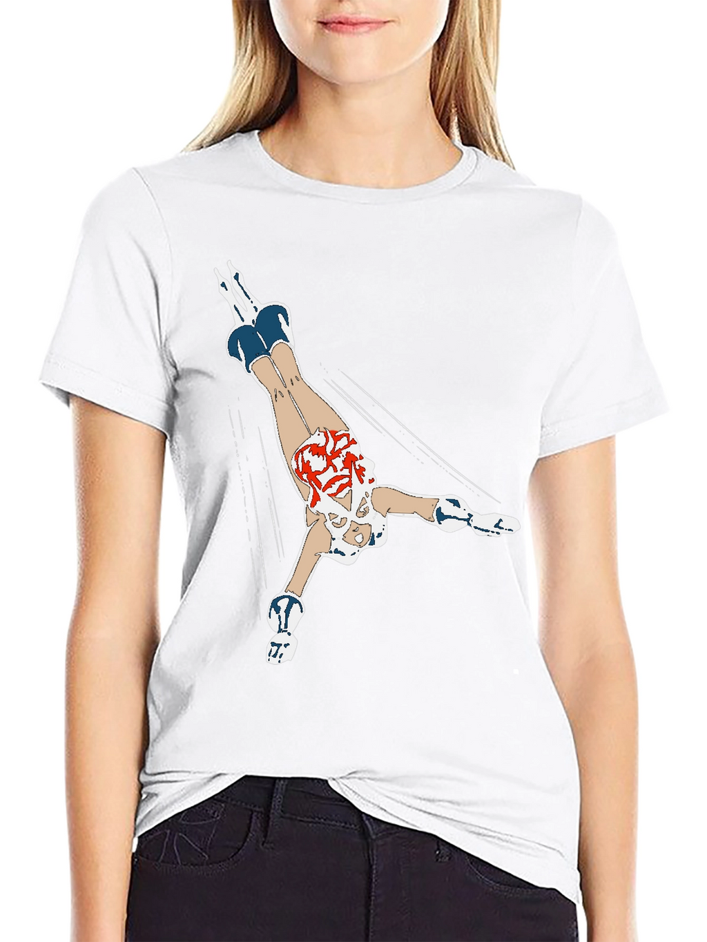 Diving Girl Graphic Black T-Shirt