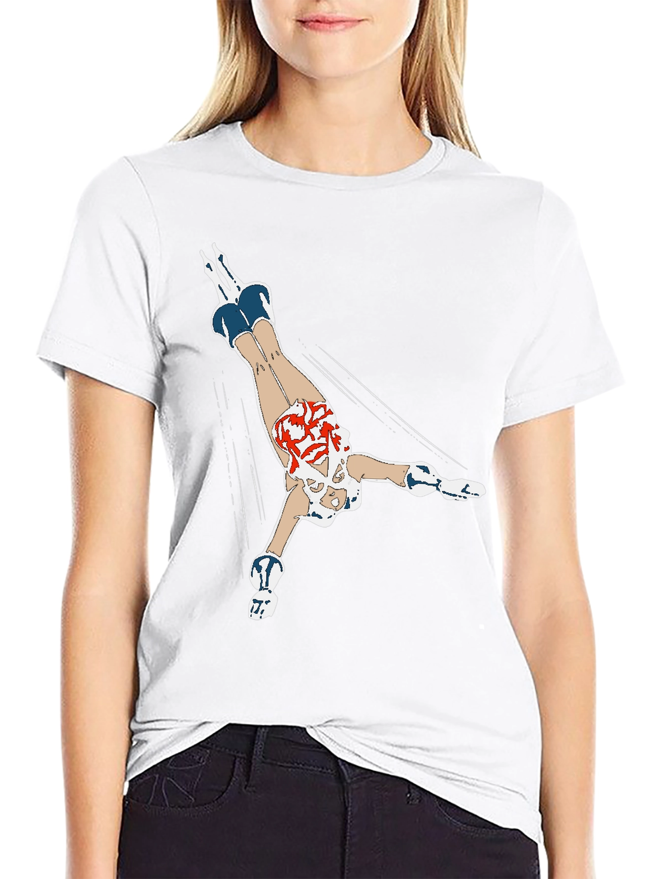 Diving Girl Graphic Black T-Shirt
