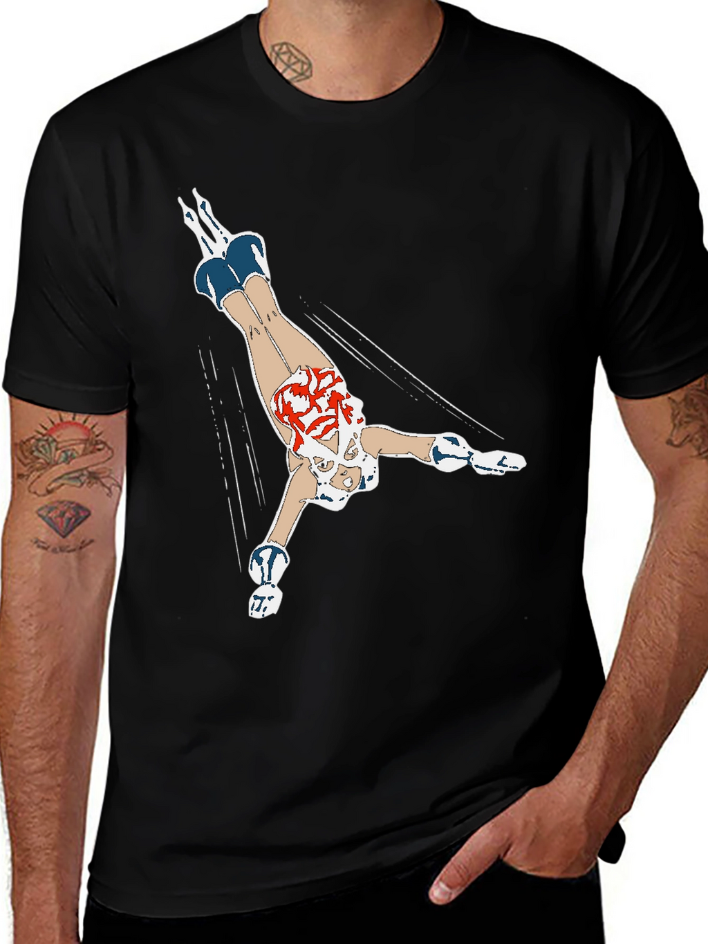 Diving Girl Graphic Black T-Shirt