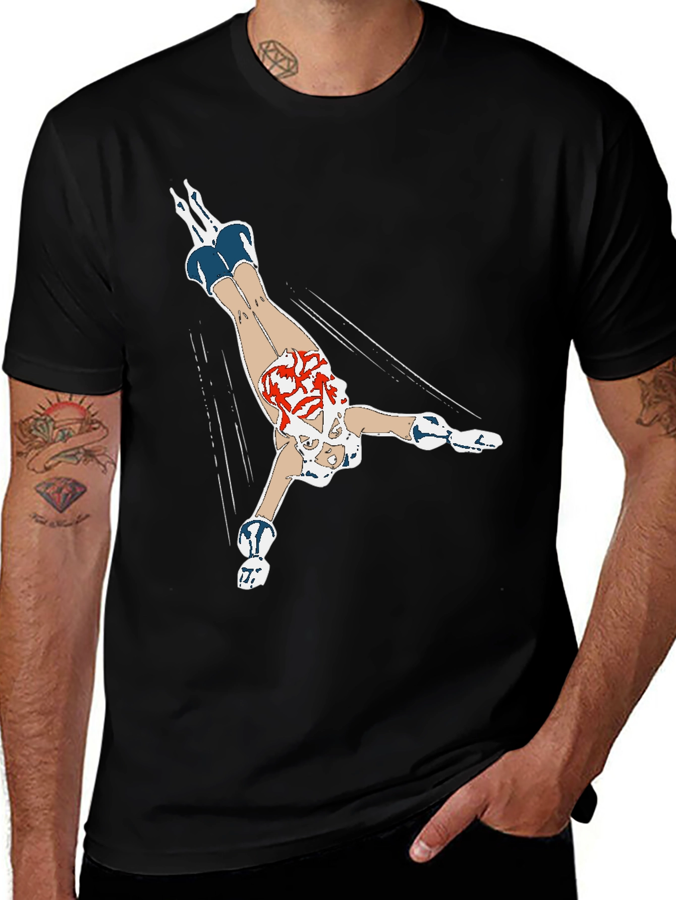 Diving Girl Graphic Black T-Shirt