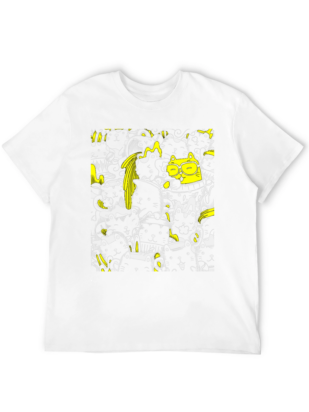 Cool Black Cat Doodle T-Shirt