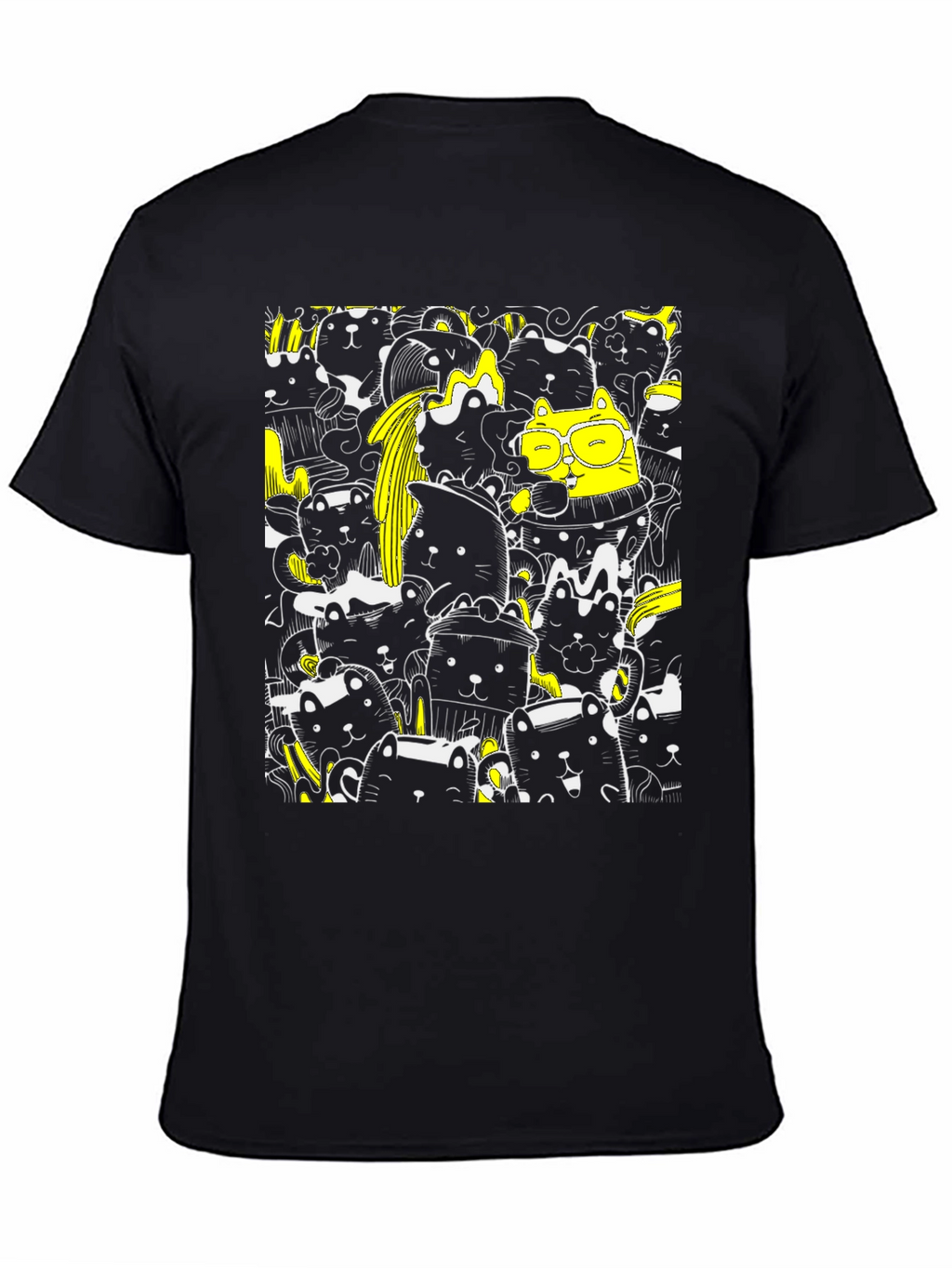 Cool Black Cat Doodle T-Shirt
