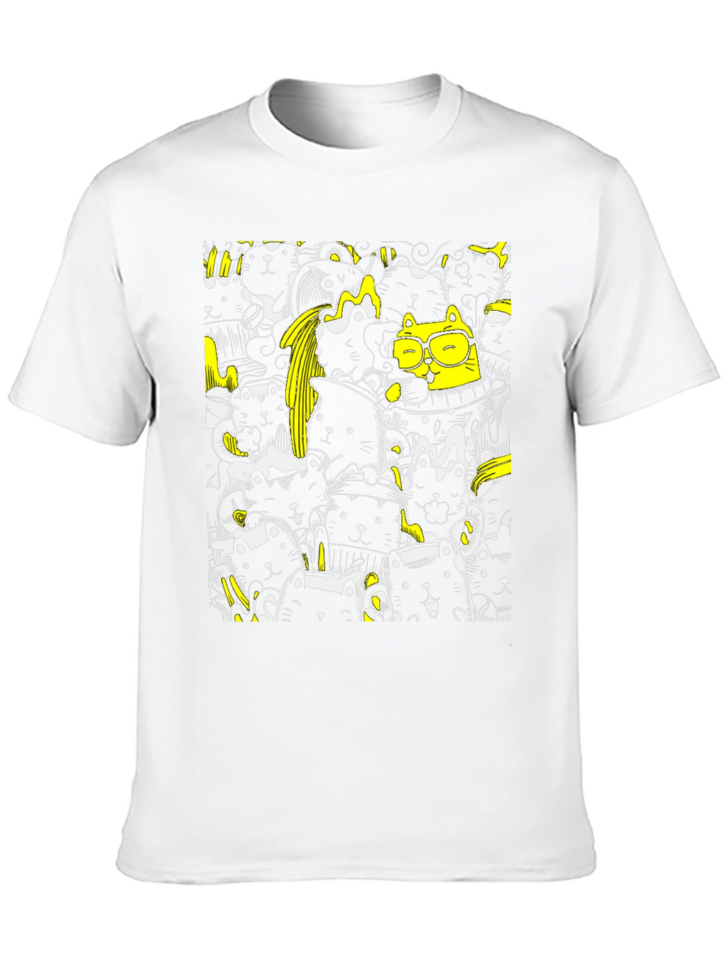 Cool Black Cat Doodle T-Shirt