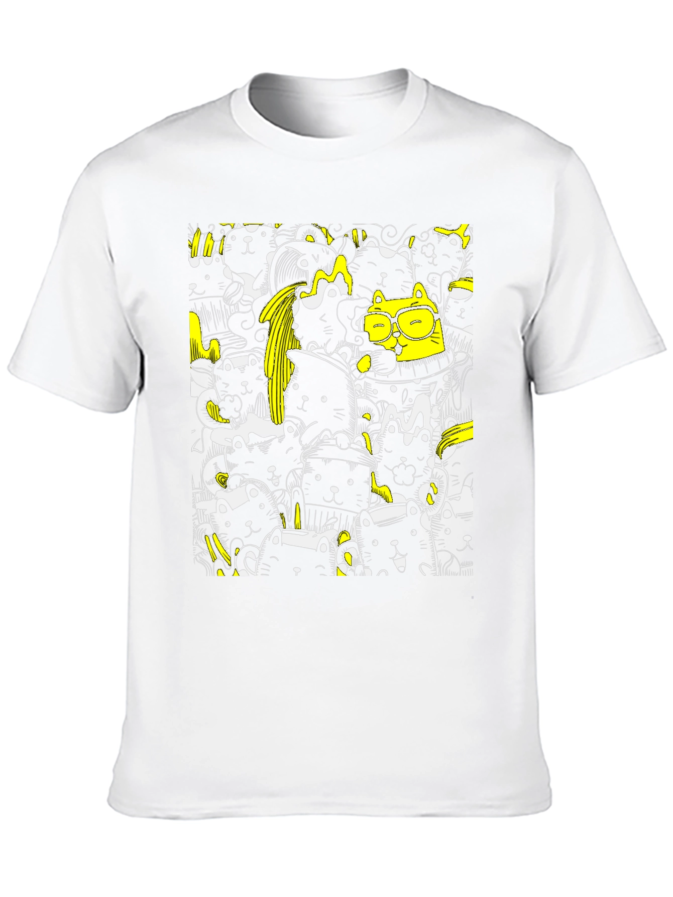Cool Black Cat Doodle T-Shirt
