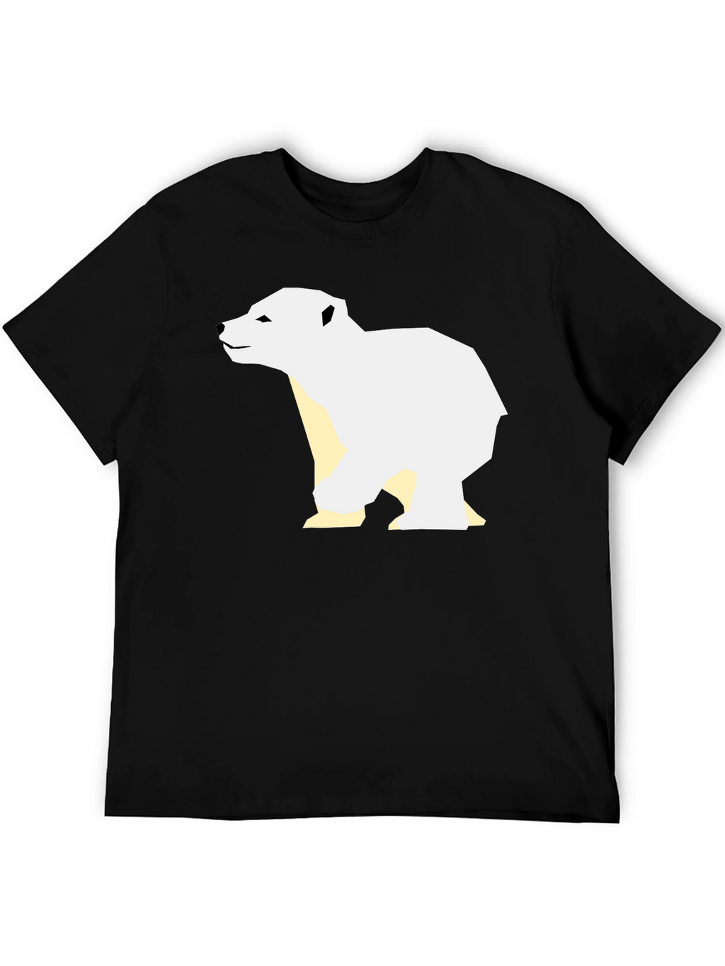 Geometric Polar Bear Graphic Tee - Black