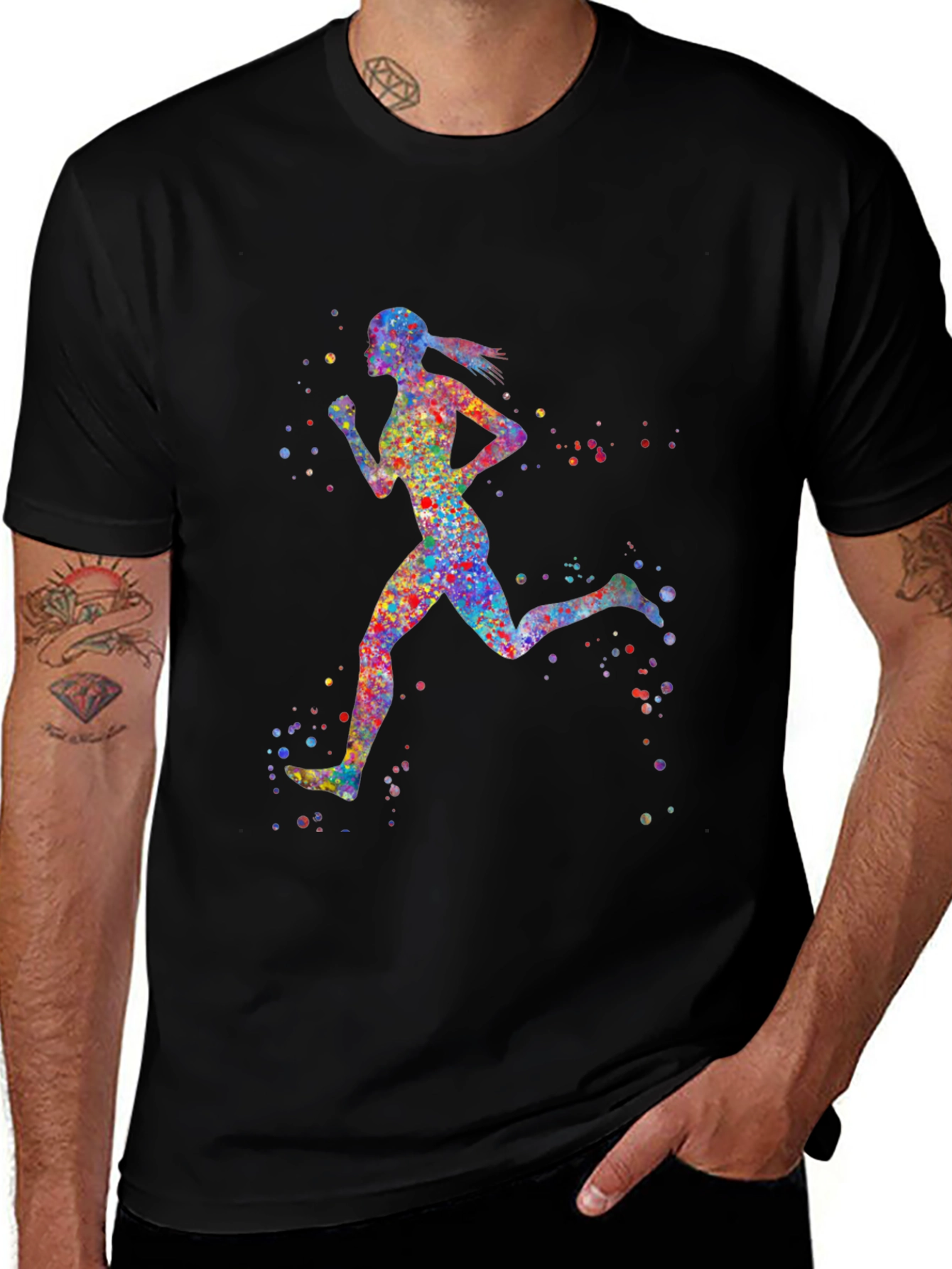 Colorful Running Girl Graphic Tee