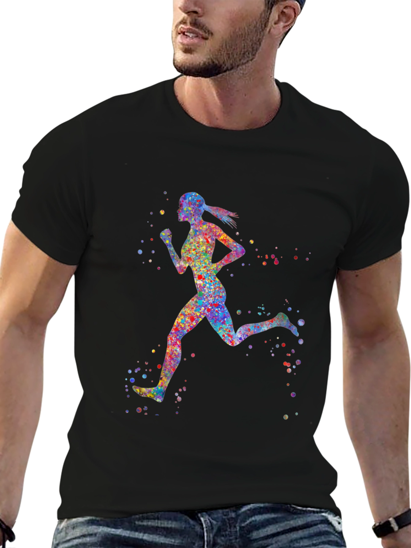 Colorful Running Girl Graphic Tee