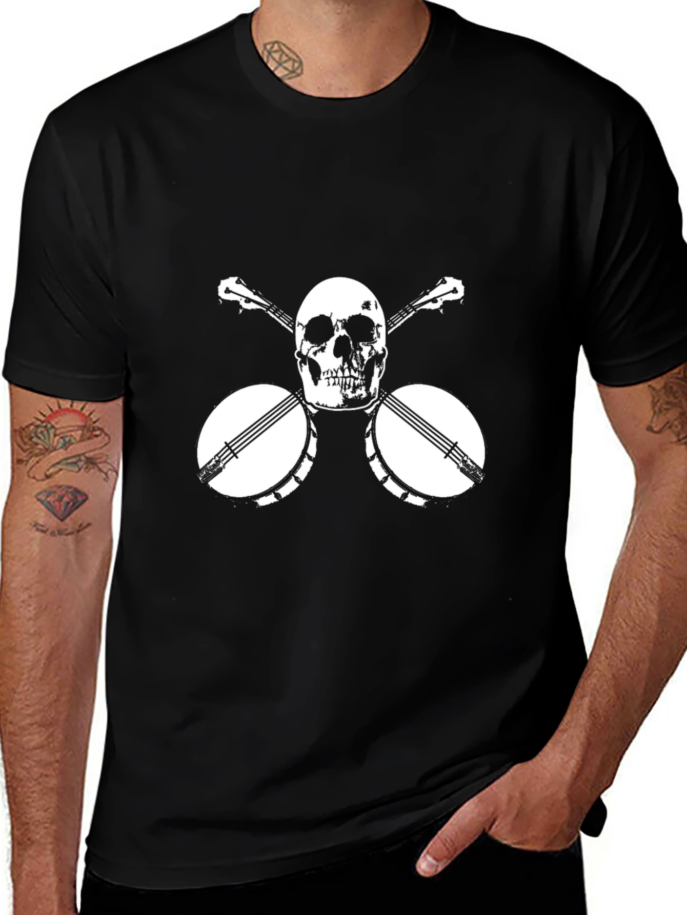 Skull & Banjo Graphic Tee - Black