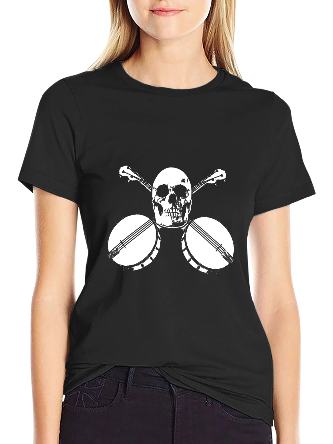 Skull & Banjo Graphic Tee - Black