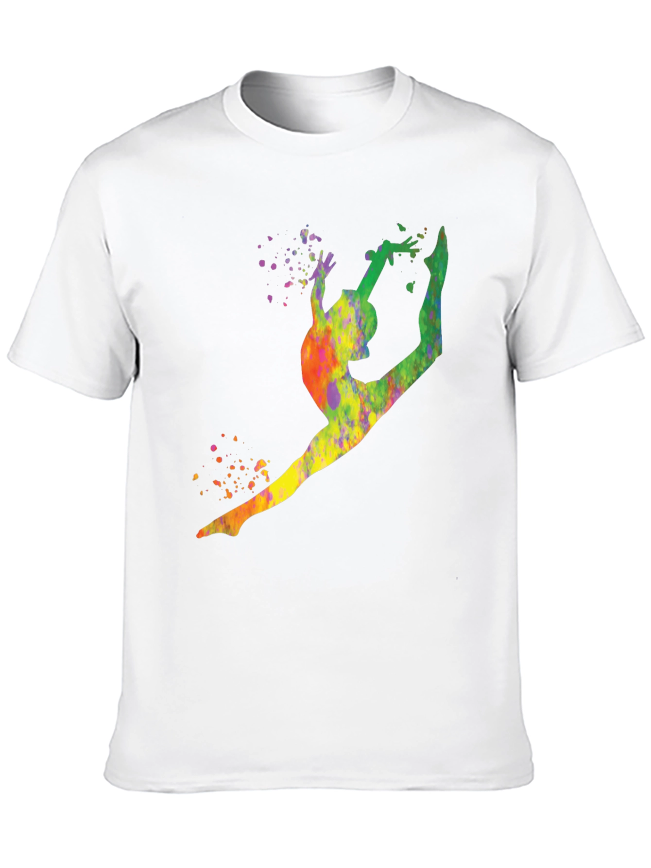 Gymnast Watercolor Splatter Black T-Shirt