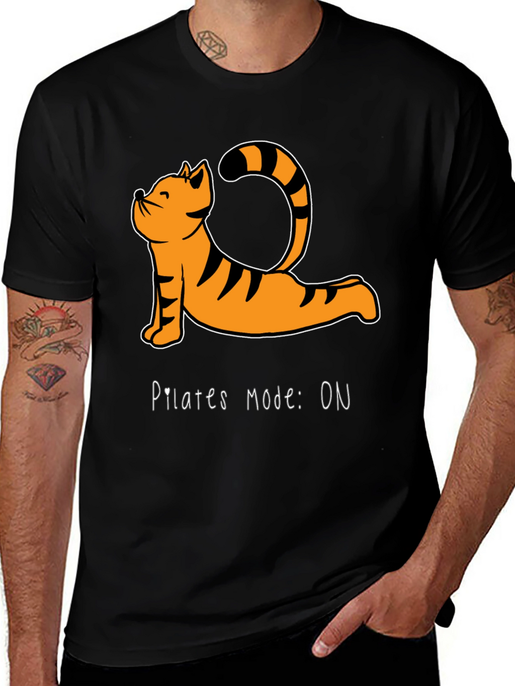 Pilates Mode On T-Shirt - Yoga Cat Tee