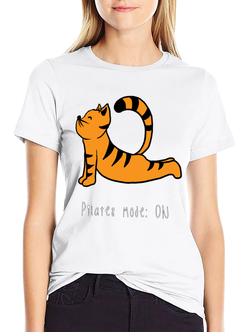 Pilates Mode On T-Shirt - Yoga Cat Tee
