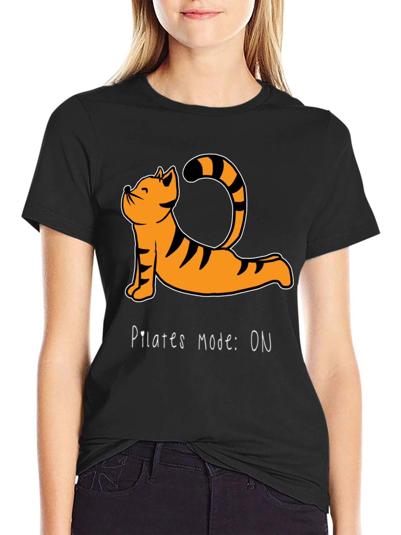 Pilates Mode On T-Shirt - Yoga Cat Tee