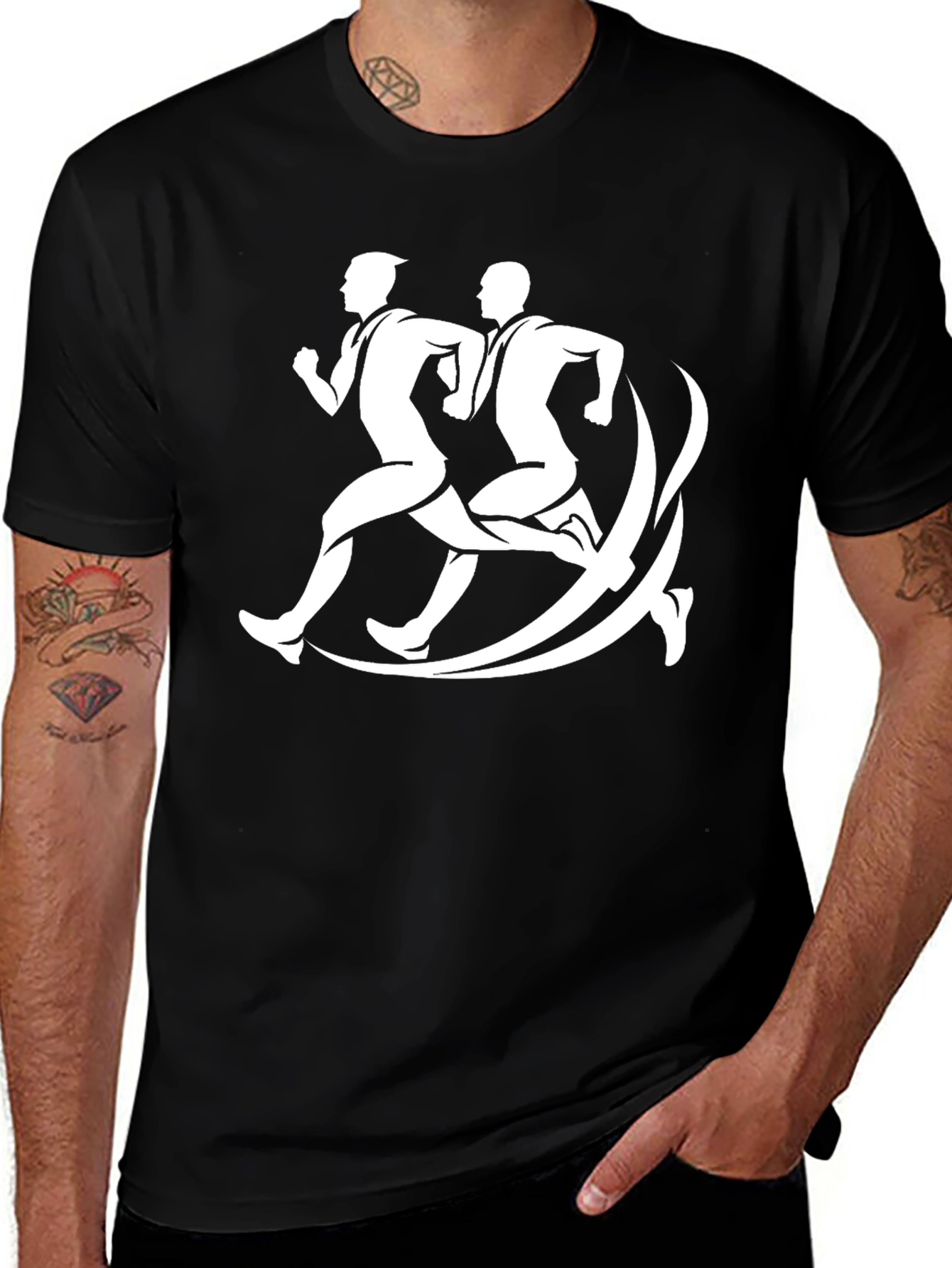 Mens Runner Graphic Tee - Black Casual Shirt