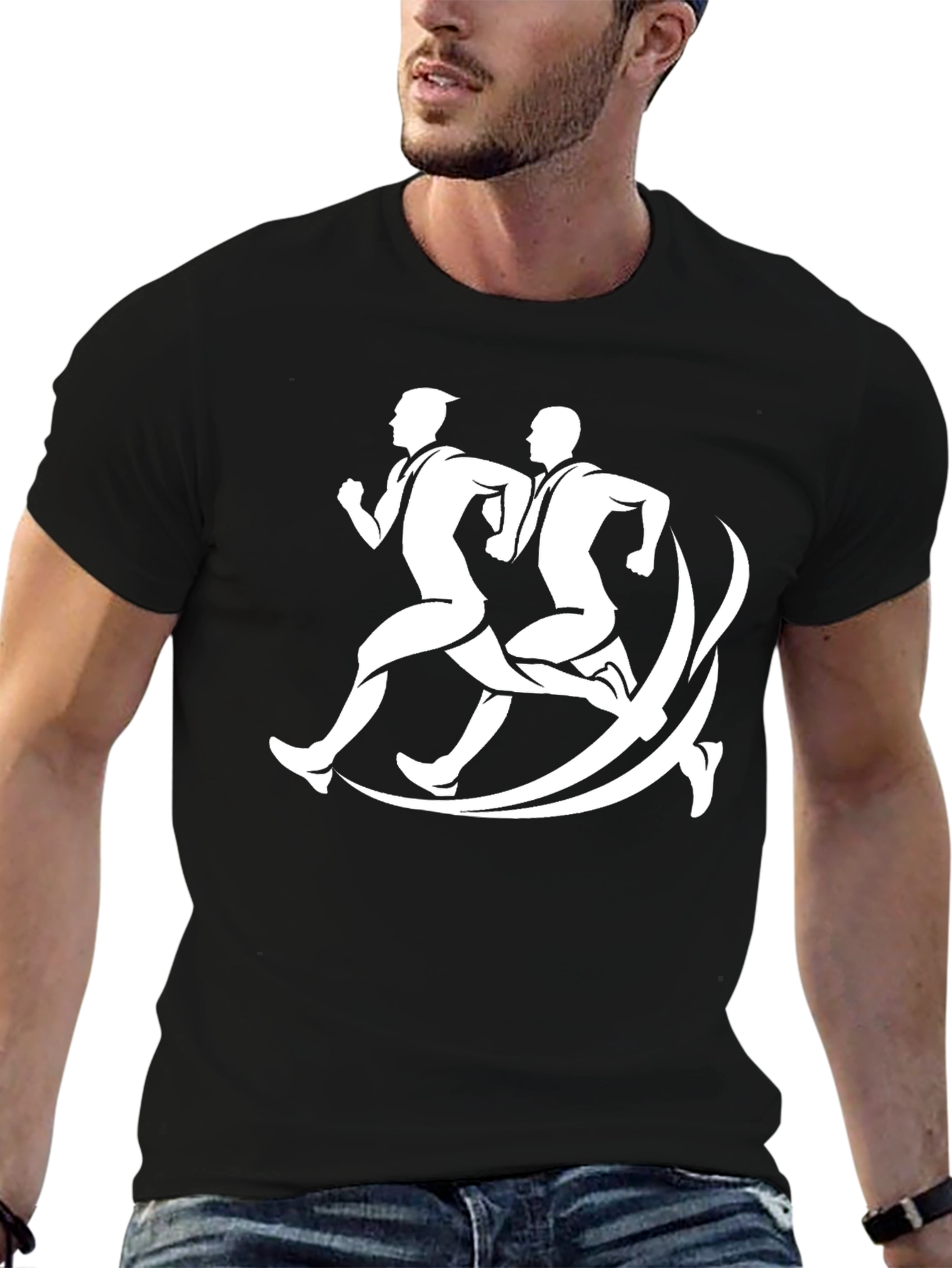 Mens Runner Graphic Tee - Black Casual Shirt
