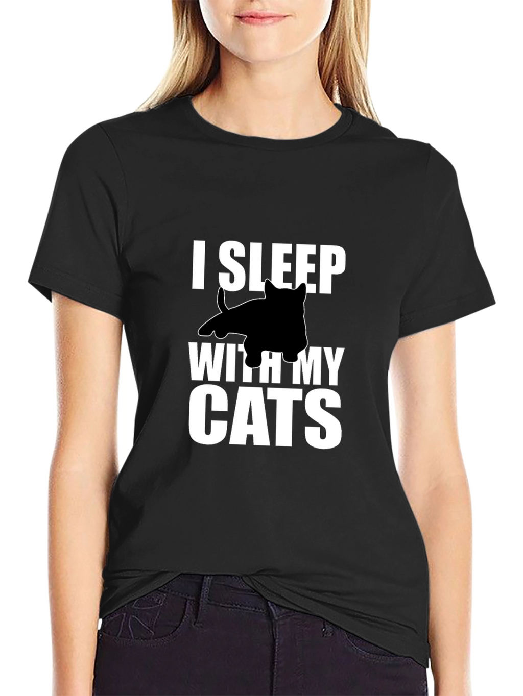 I Sleep With My Cats Graphic Tee - Black