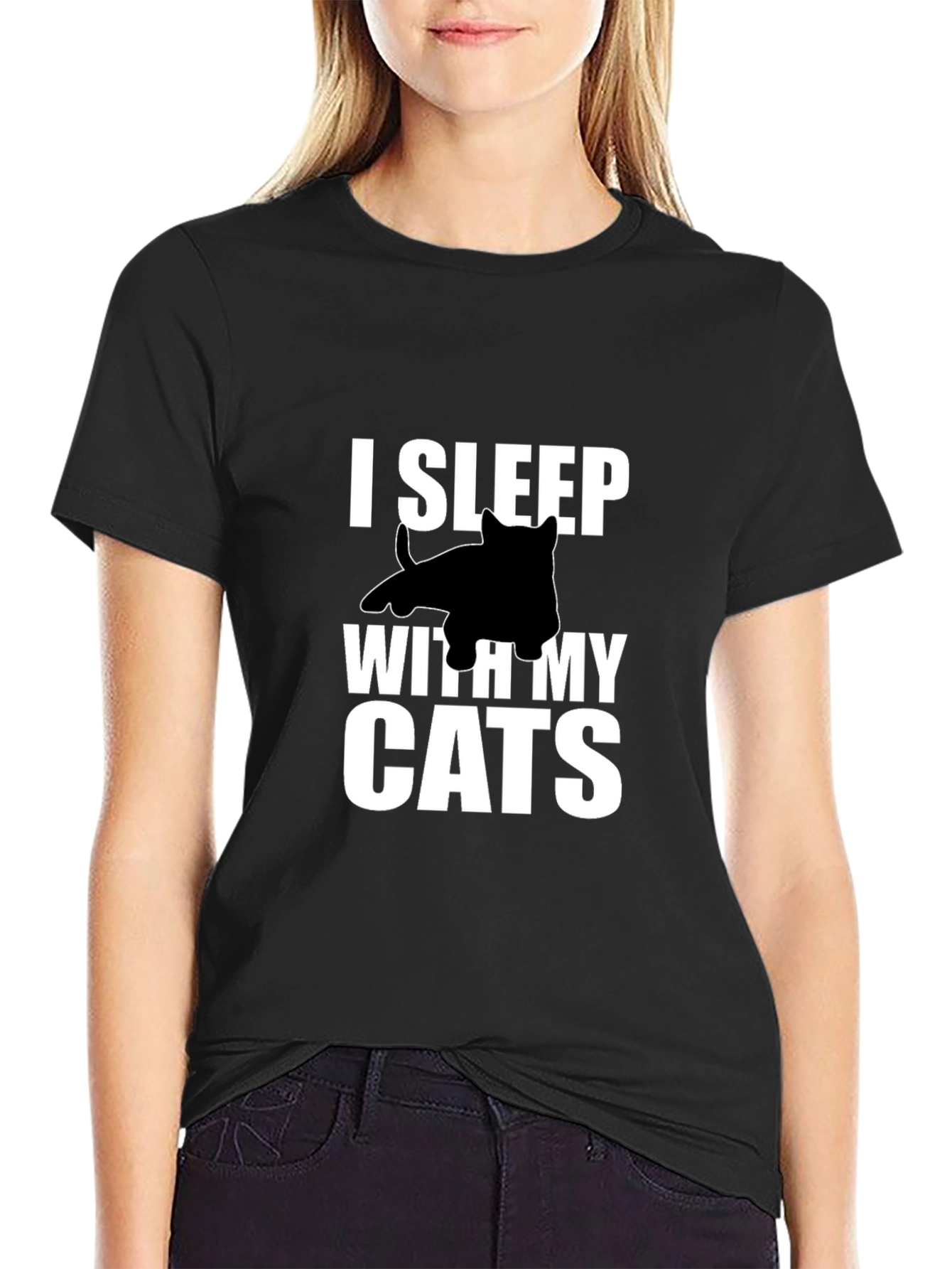 I Sleep With My Cats Graphic Tee - Black