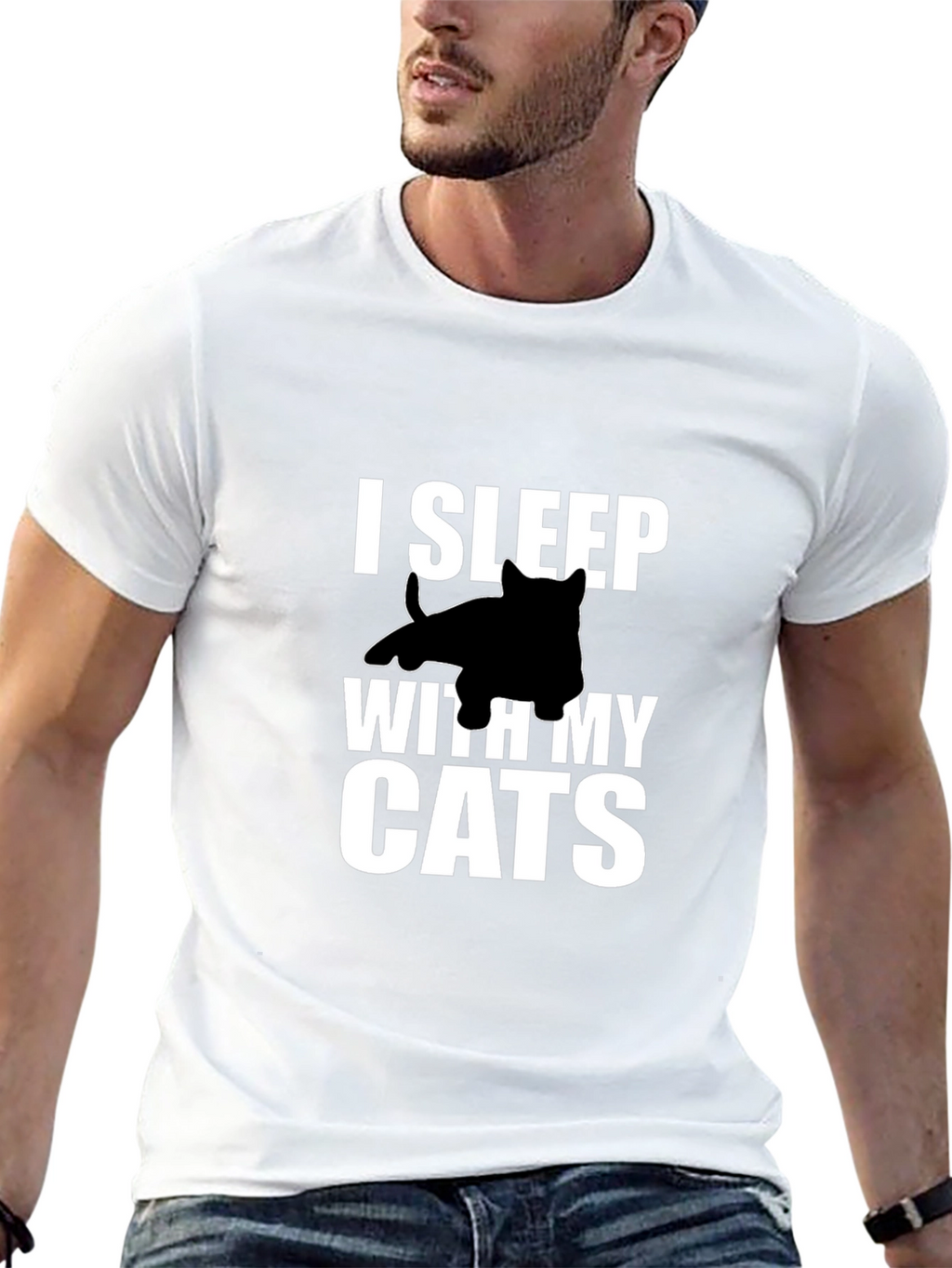 I Sleep With My Cats Graphic Tee - Black