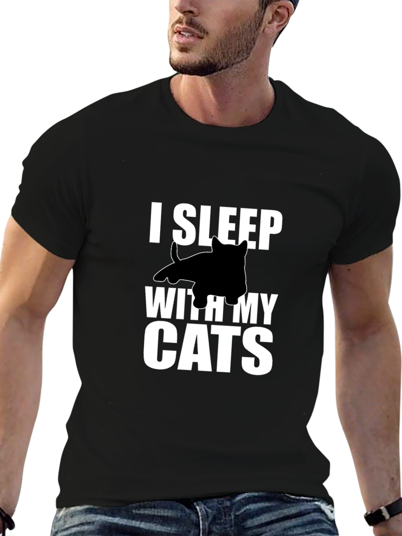 I Sleep With My Cats Graphic Tee - Black
