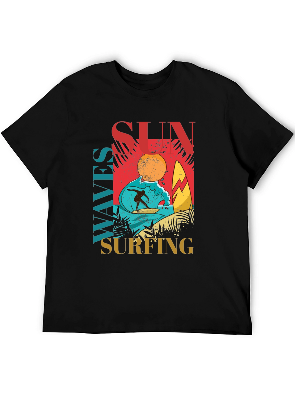 Sun Waves Surfing Graphic Tee