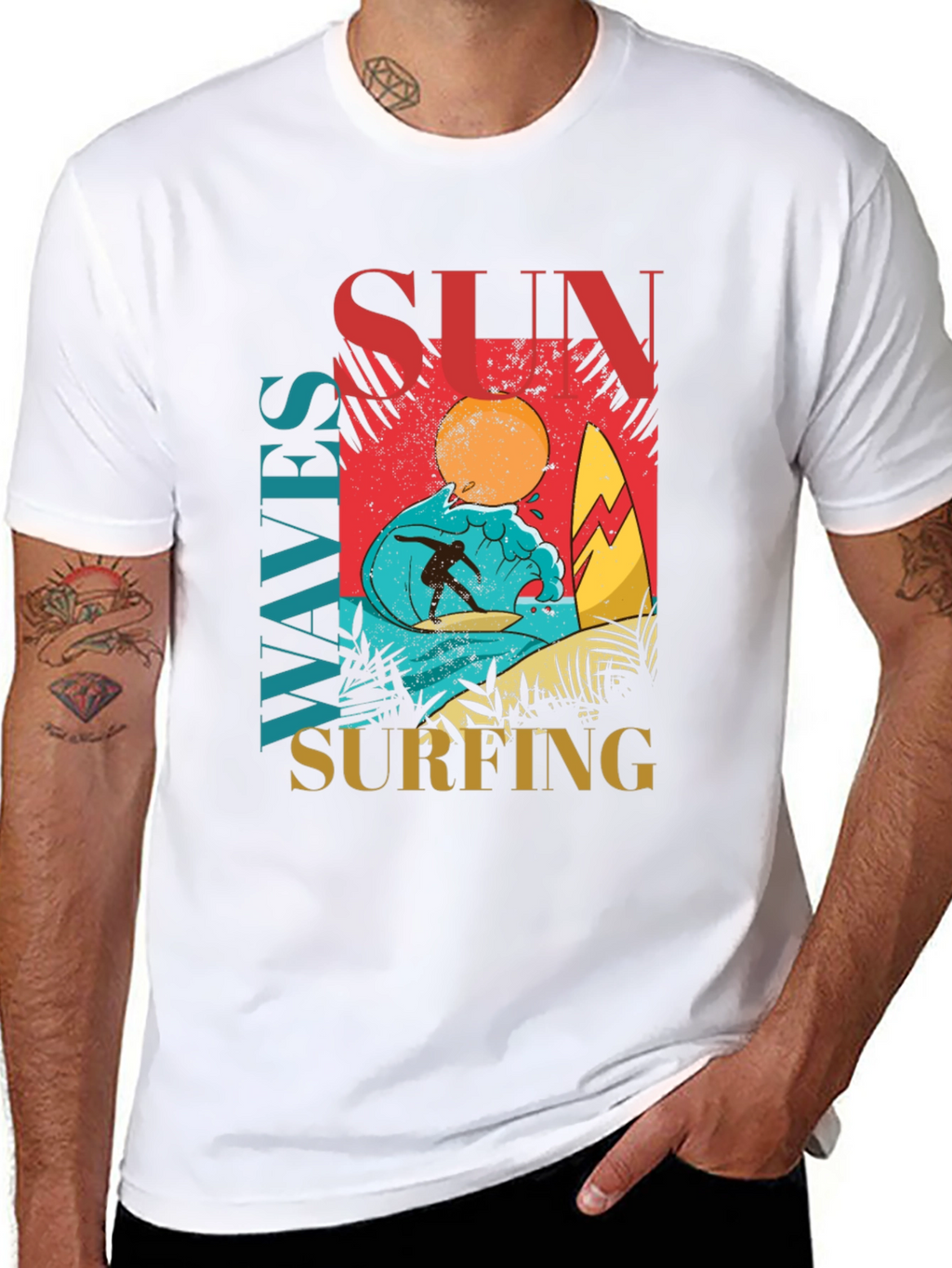 Sun Waves Surfing Graphic Tee