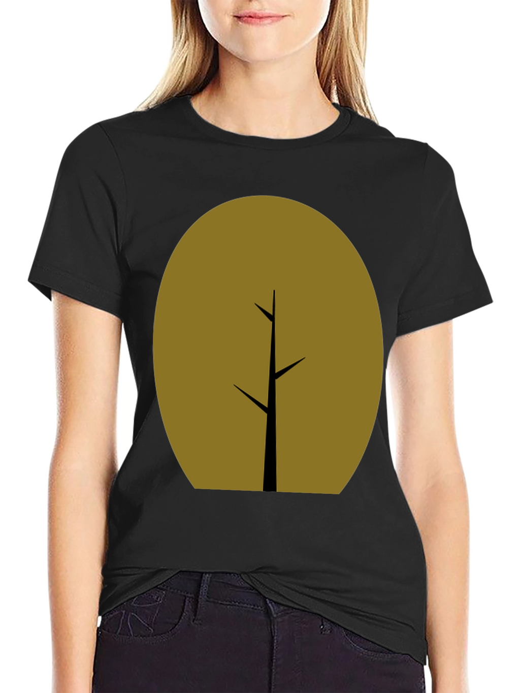 Minimalist Tree Graphic T-Shirt - Black