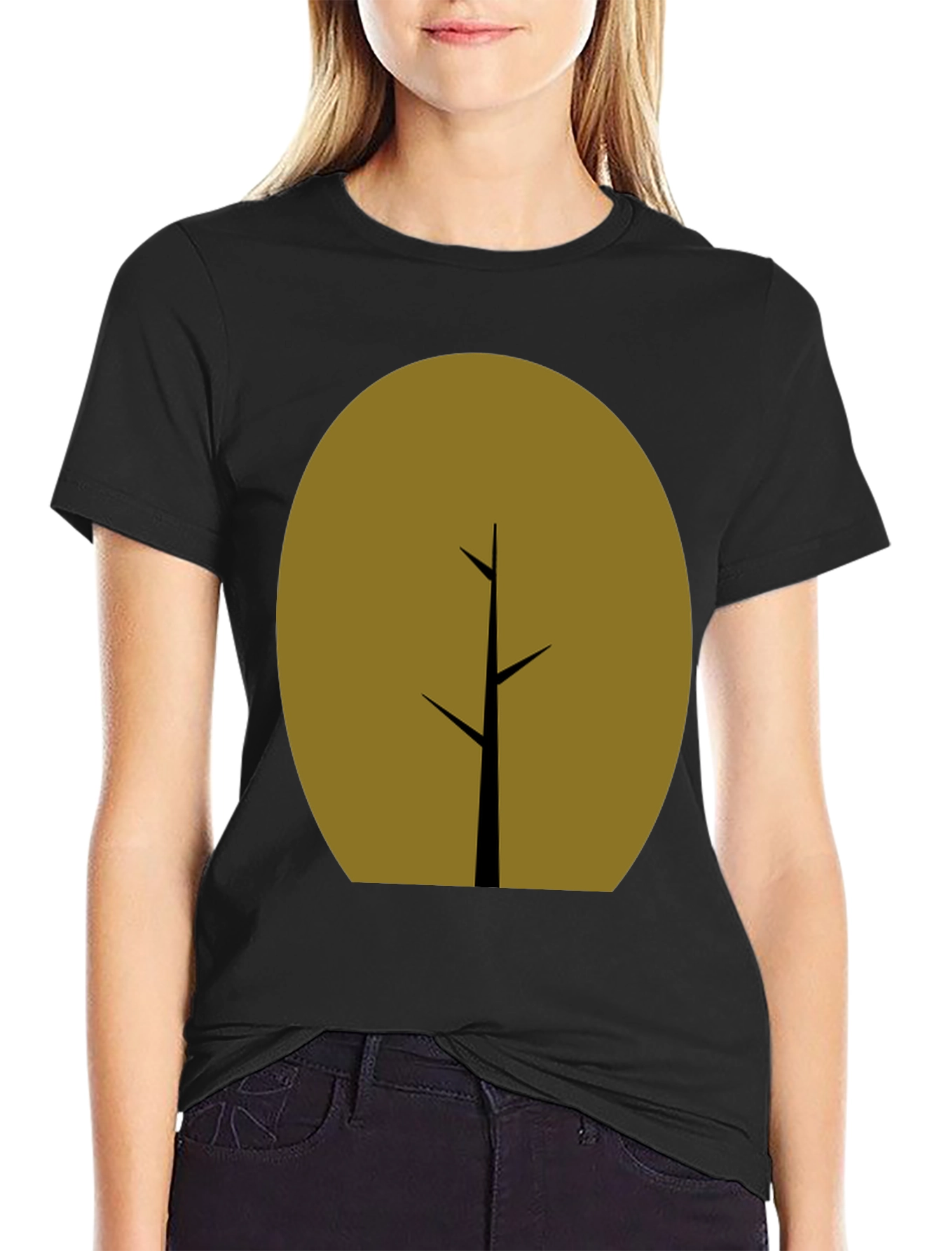 Minimalist Tree Graphic T-Shirt - Black