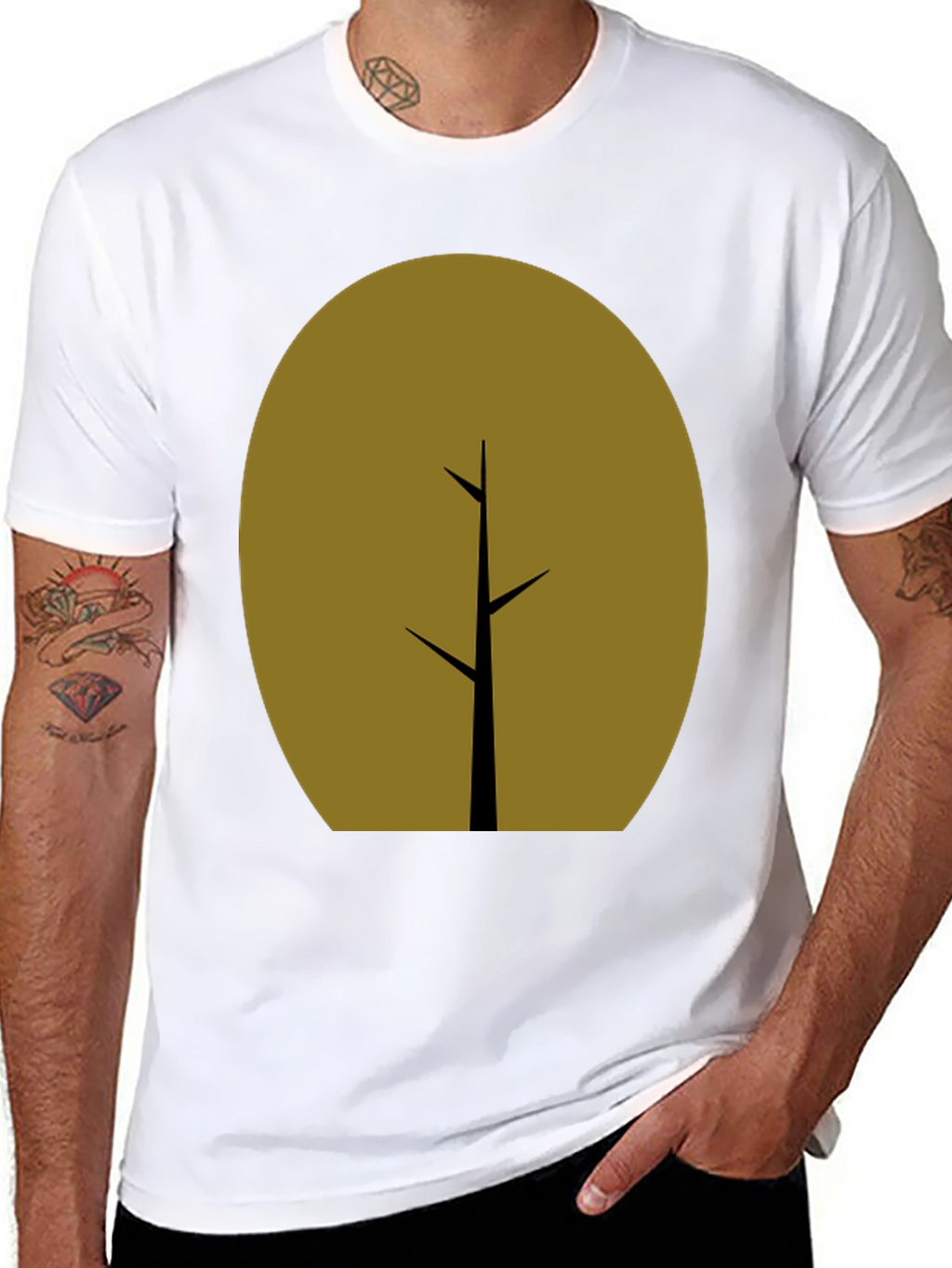 Minimalist Tree Graphic T-Shirt - Black