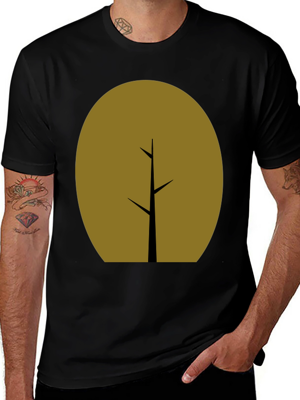 Minimalist Tree Graphic T-Shirt - Black