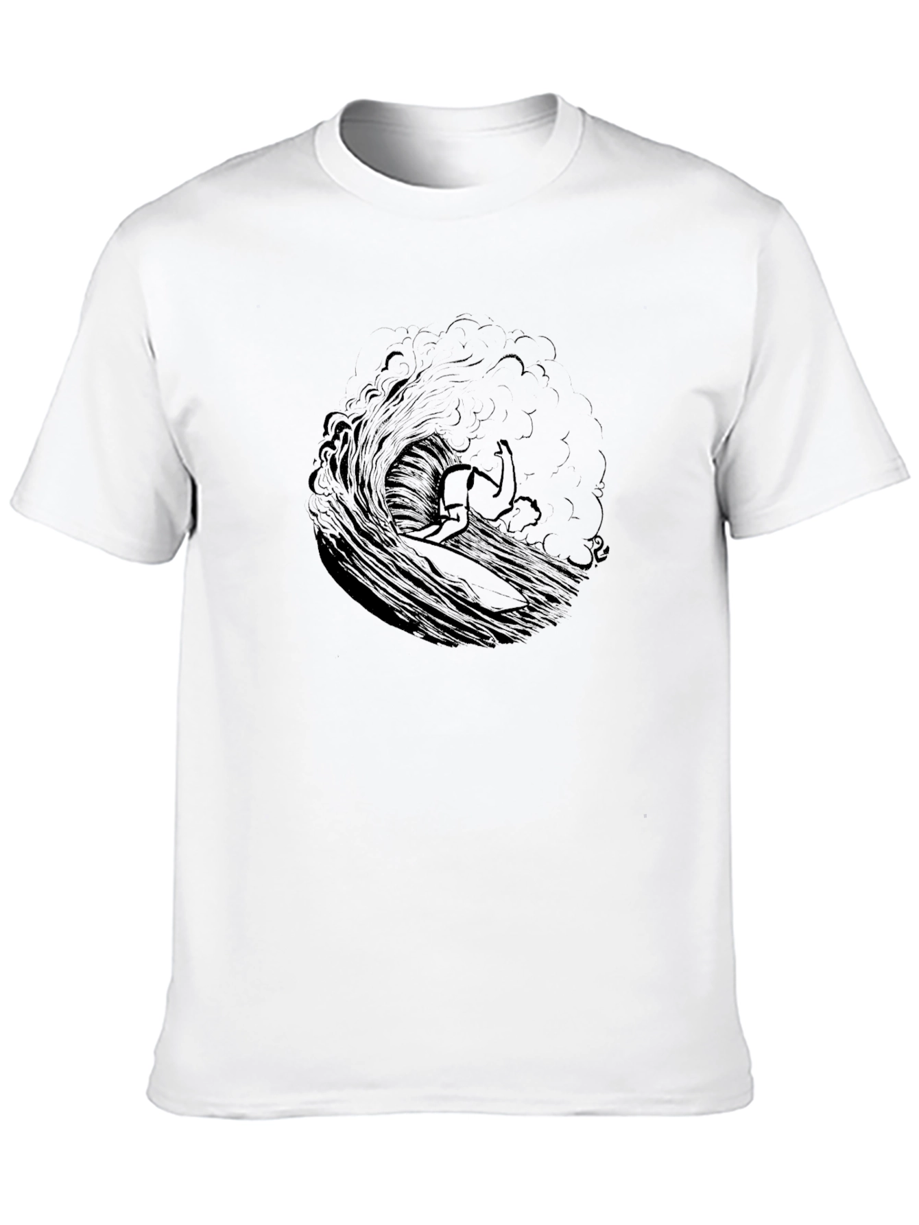 Surfing Wave Graphic Tee - Black