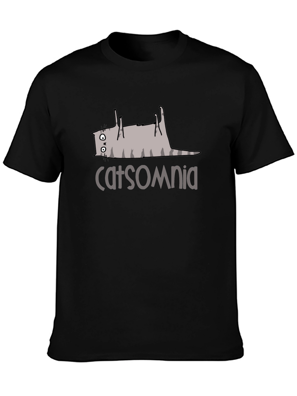 Catsomnia Black T-Shirt Funny Cat Insomnia