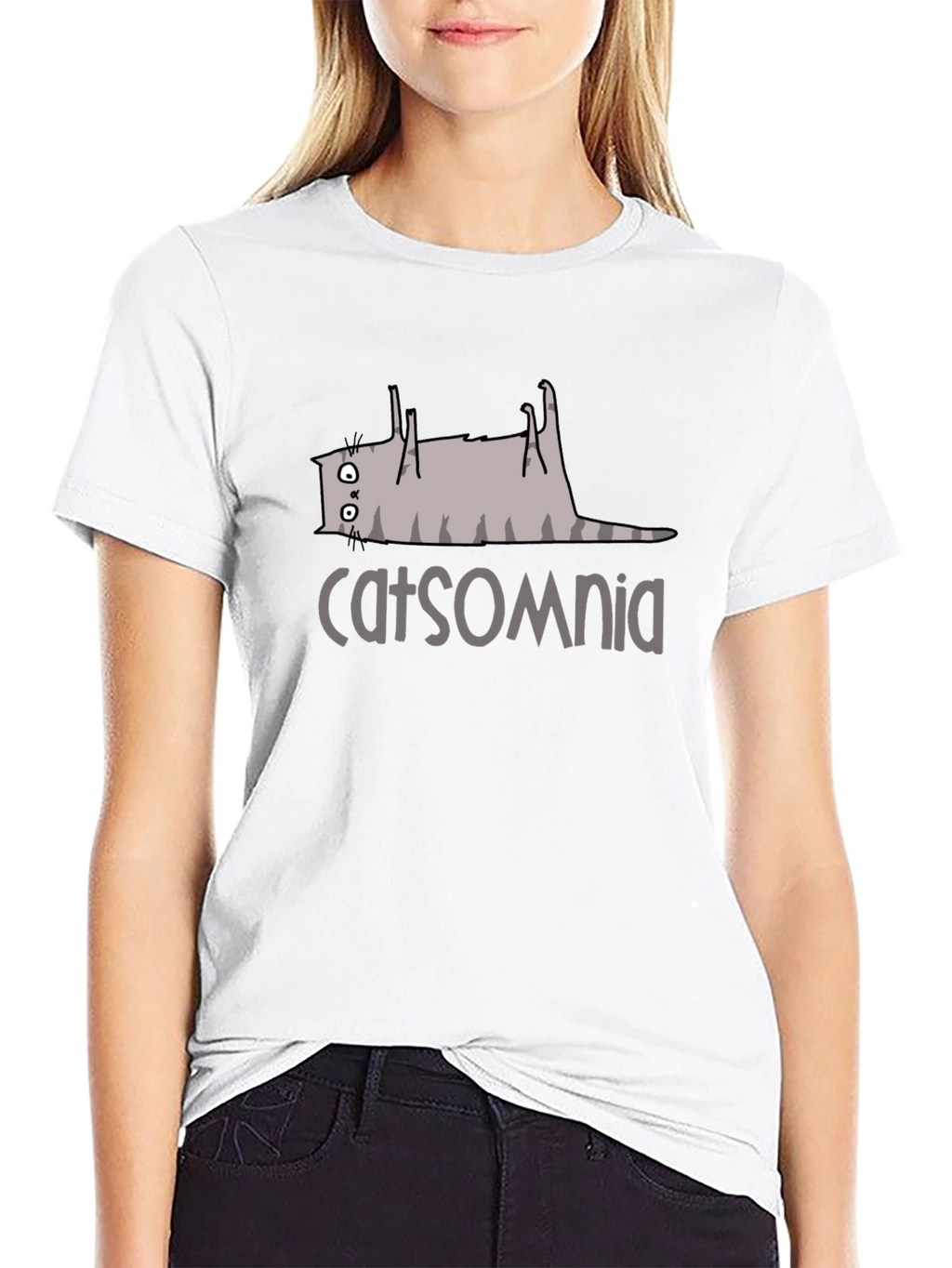 Catsomnia Black T-Shirt Funny Cat Insomnia