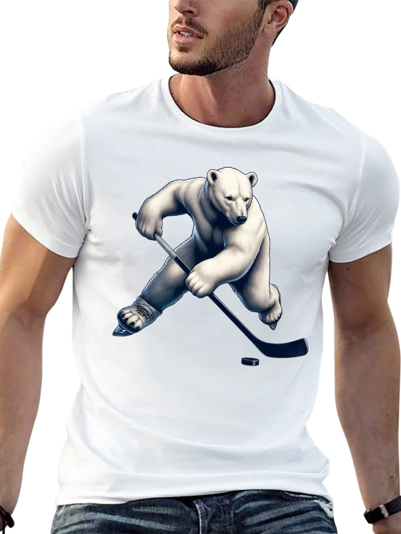 Polar Bear Hockey Graphic T-Shirt
