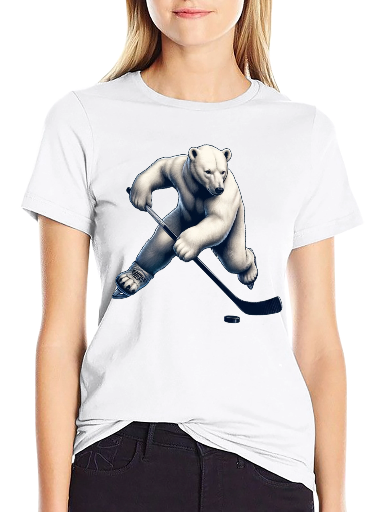 Polar Bear Hockey Graphic T-Shirt