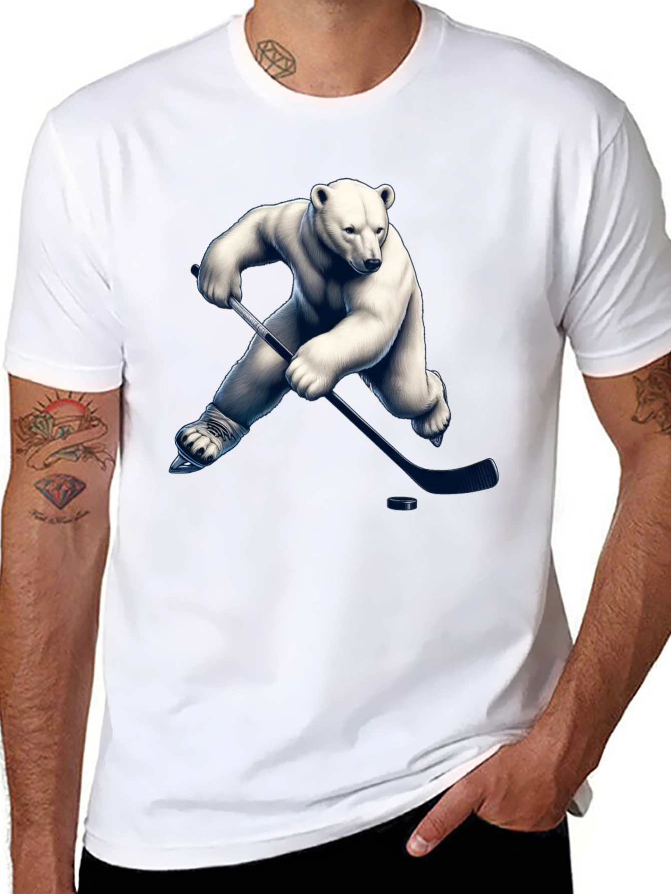 Polar Bear Hockey Graphic T-Shirt