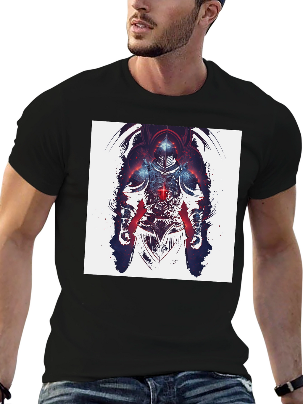Knight Graphic Print Black T-Shirt
