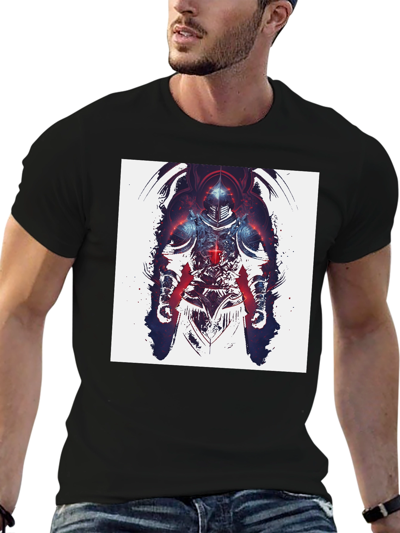 Knight Graphic Print Black T-Shirt