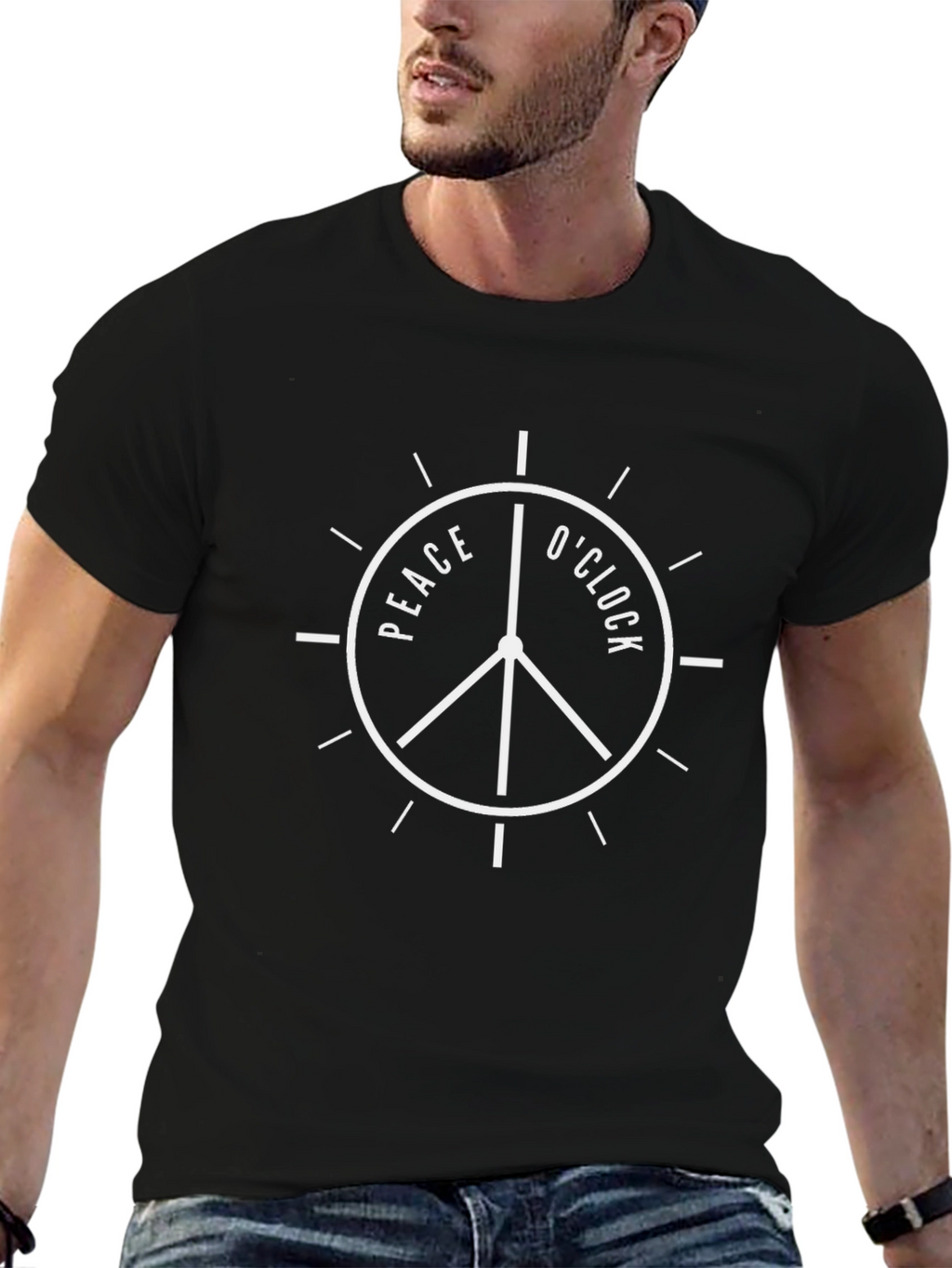 Peace OClock Graphic Tee - Relaxed Fit Black T-Shirt