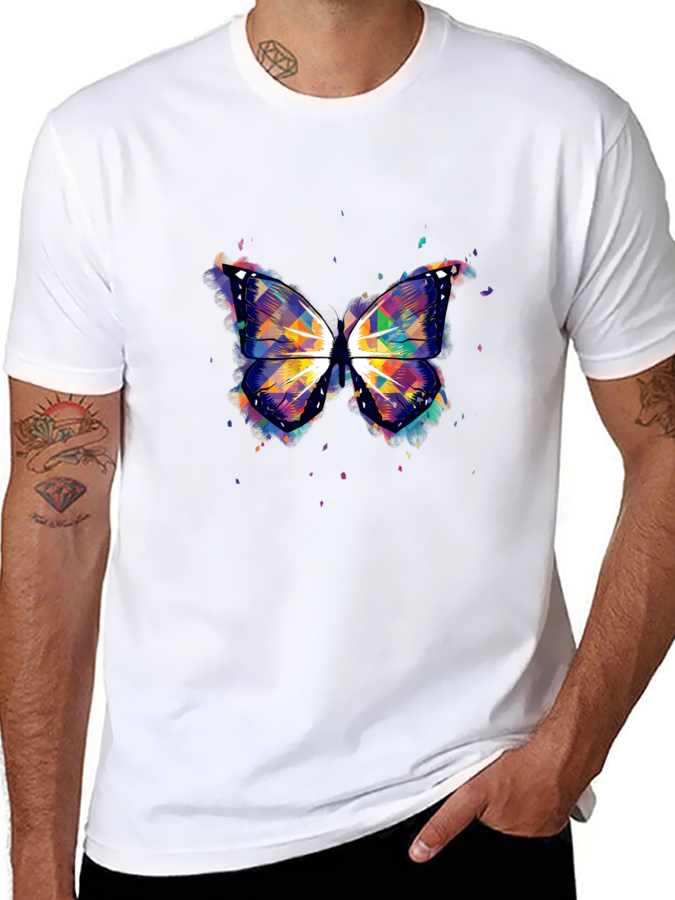 Colorful Butterfly Graphic T-Shirt - Casual Style
