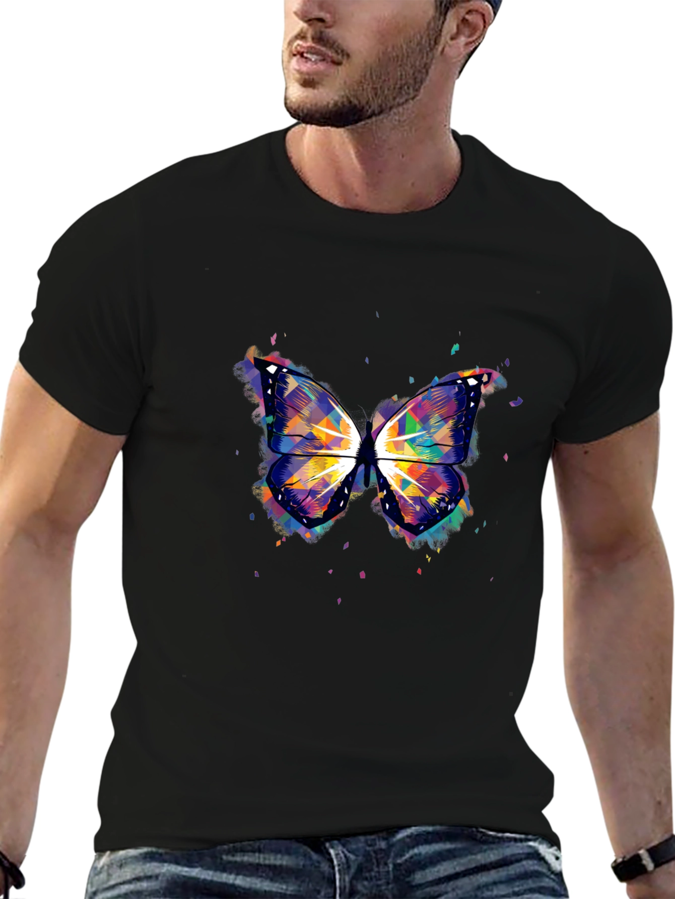 Colorful Butterfly Graphic T-Shirt - Casual Style
