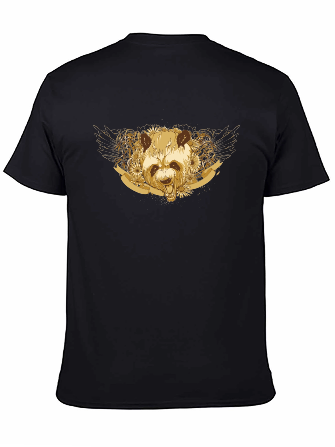 Golden Panda Graphic Tee - Unisex Black T-Shirt
