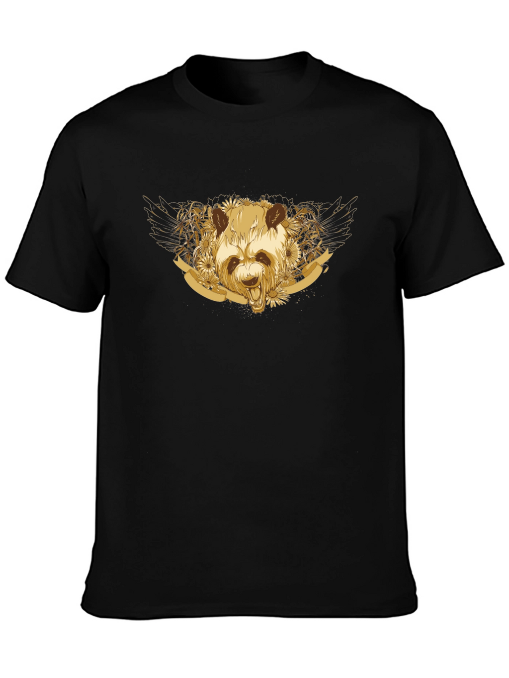 Golden Panda Graphic Tee - Unisex Black T-Shirt
