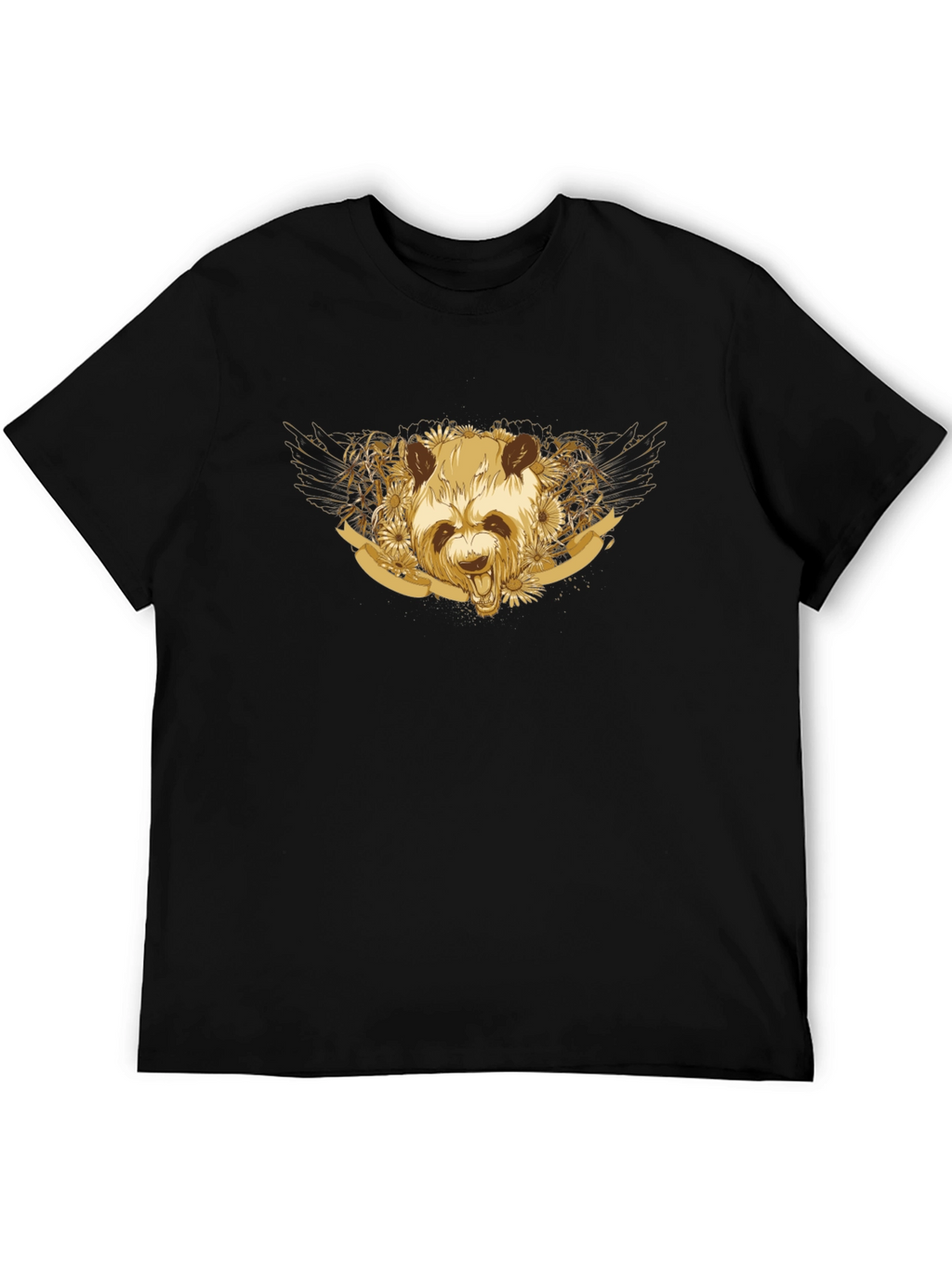 Golden Panda Graphic Tee - Unisex Black T-Shirt