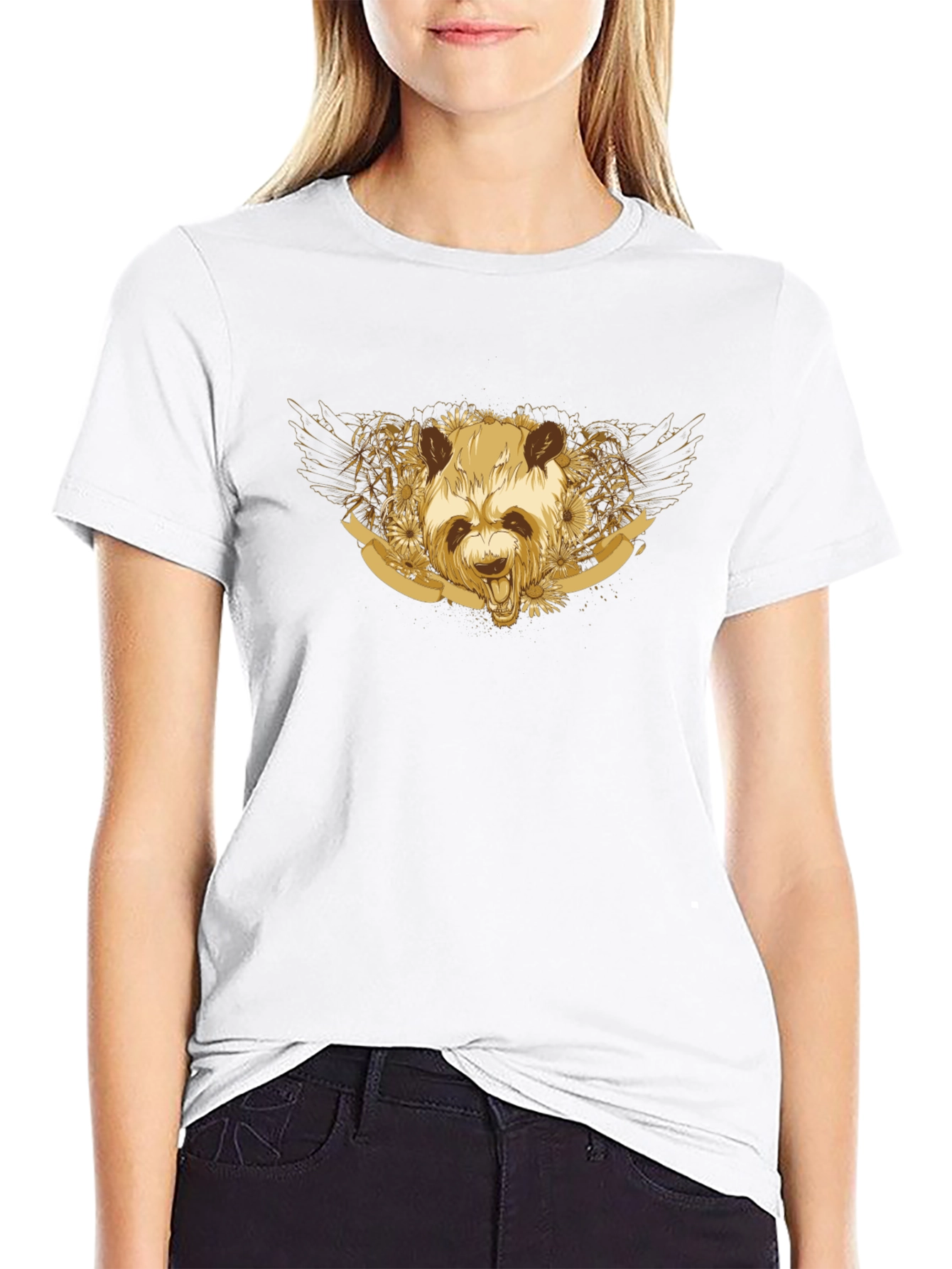 Golden Panda Graphic Tee - Unisex Black T-Shirt